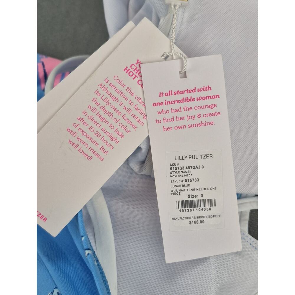 Lilly Pulitzer Novi One Piece Swimsuit Lunar Blue A Lil Nauti New Womens Size 0 - Picture 4 of 8